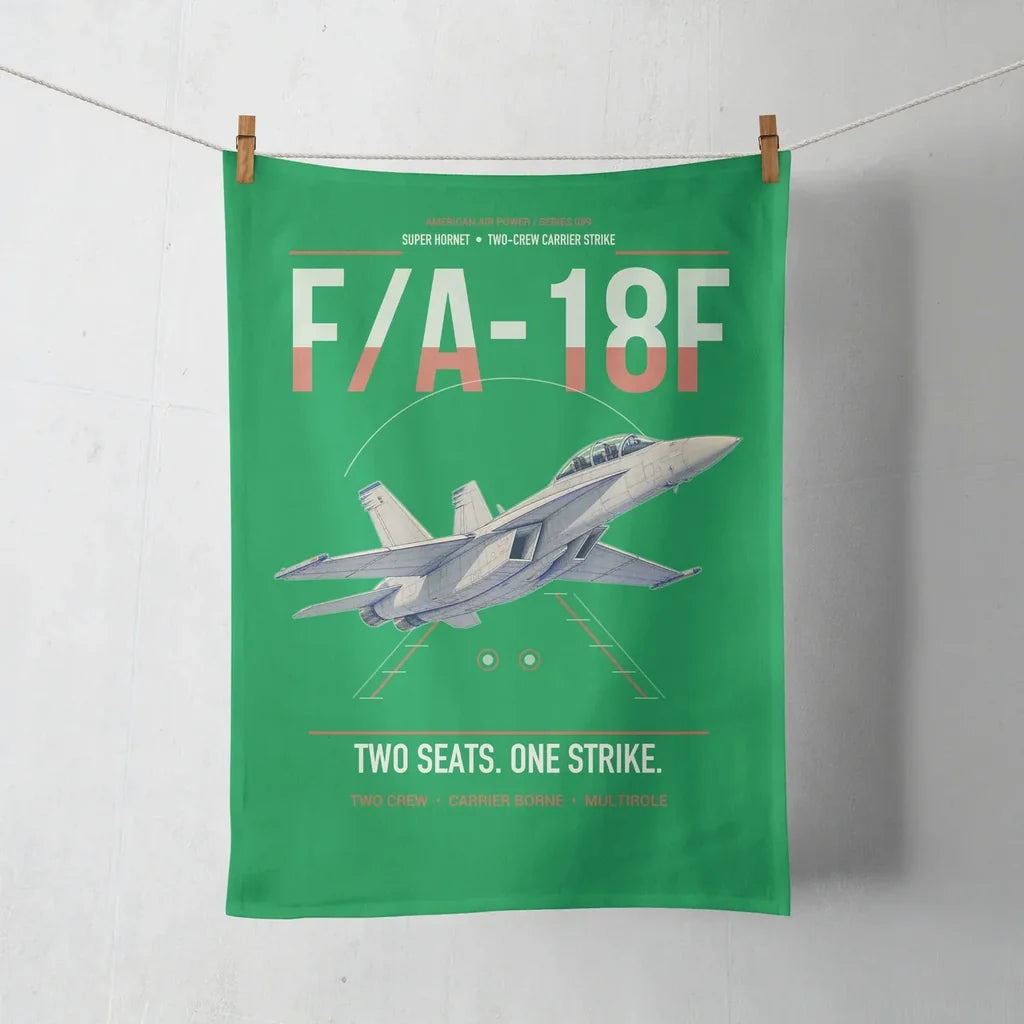 F-A-18F Super Hornet design on green towel