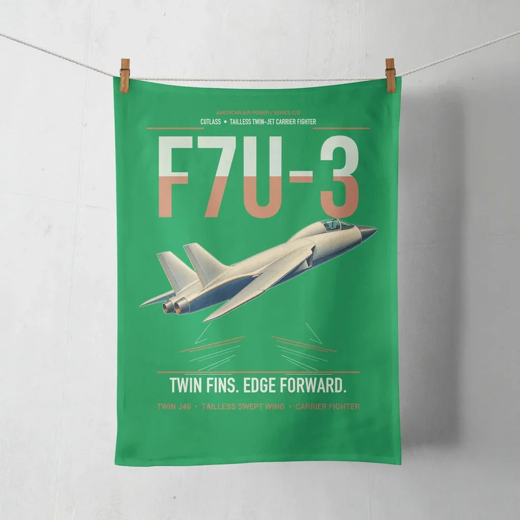 F7U-3 Cutlass design on green towel