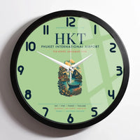 Thumbnail for Phuket International Airport (HKT) design on light green framed wall clock