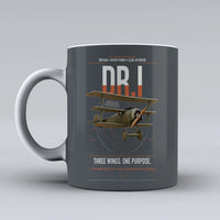 Thumbnail for Fokker Dr.I design on gray ceramic mug, double-side print