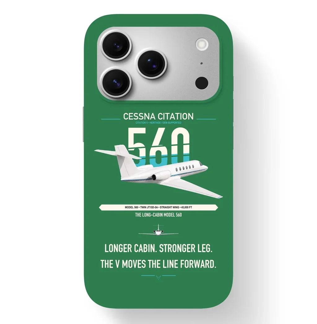 Cessna Citation 560 - Citation V design on green magsafe iphone case, for iPhone 17 Pro