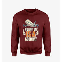 Thumbnail for Widebody Day Is A Good Day design on wine red sweatshirt