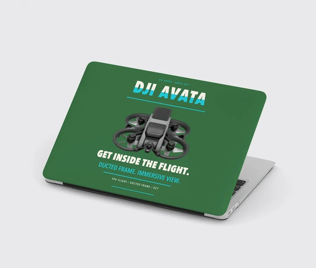 DJI Avata design on green MacBook case