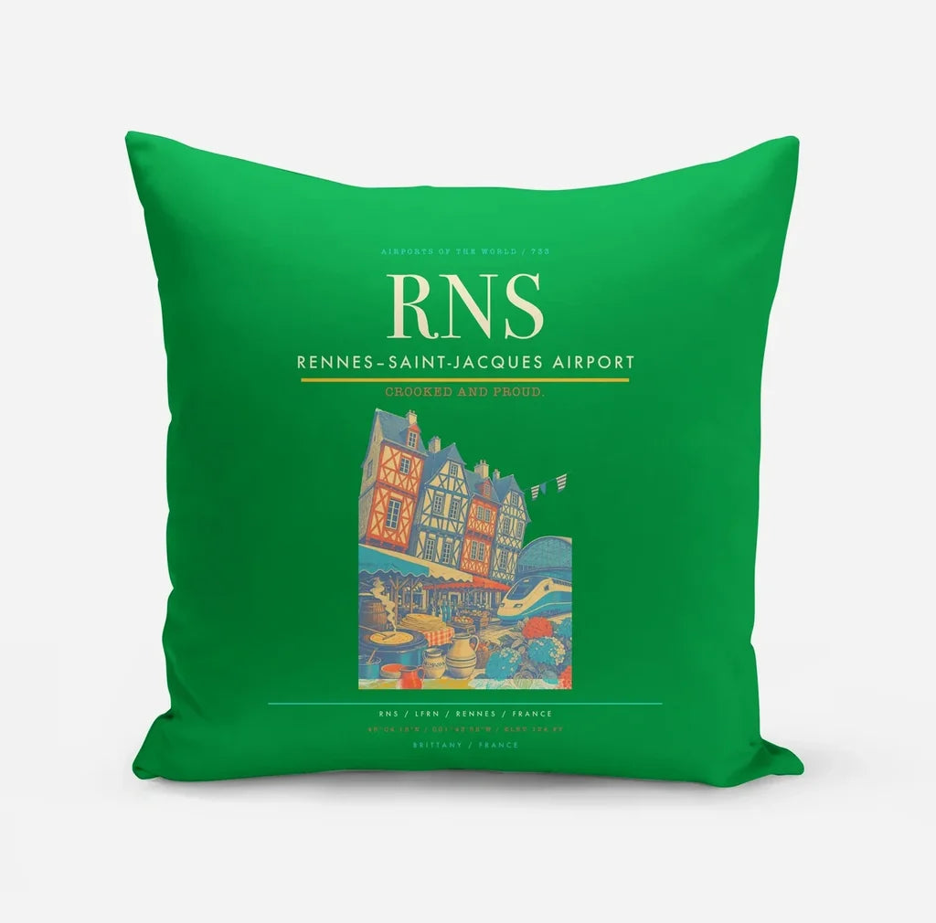 Rennes–Saint-Jacques Airport (RNS) design on green pillow
