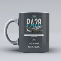 Thumbnail for Piper PA-28 Cherokee design on gray ceramic mug, double-side print