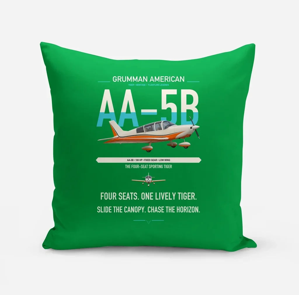 Grumman American AA-5B Tiger design on green pillow