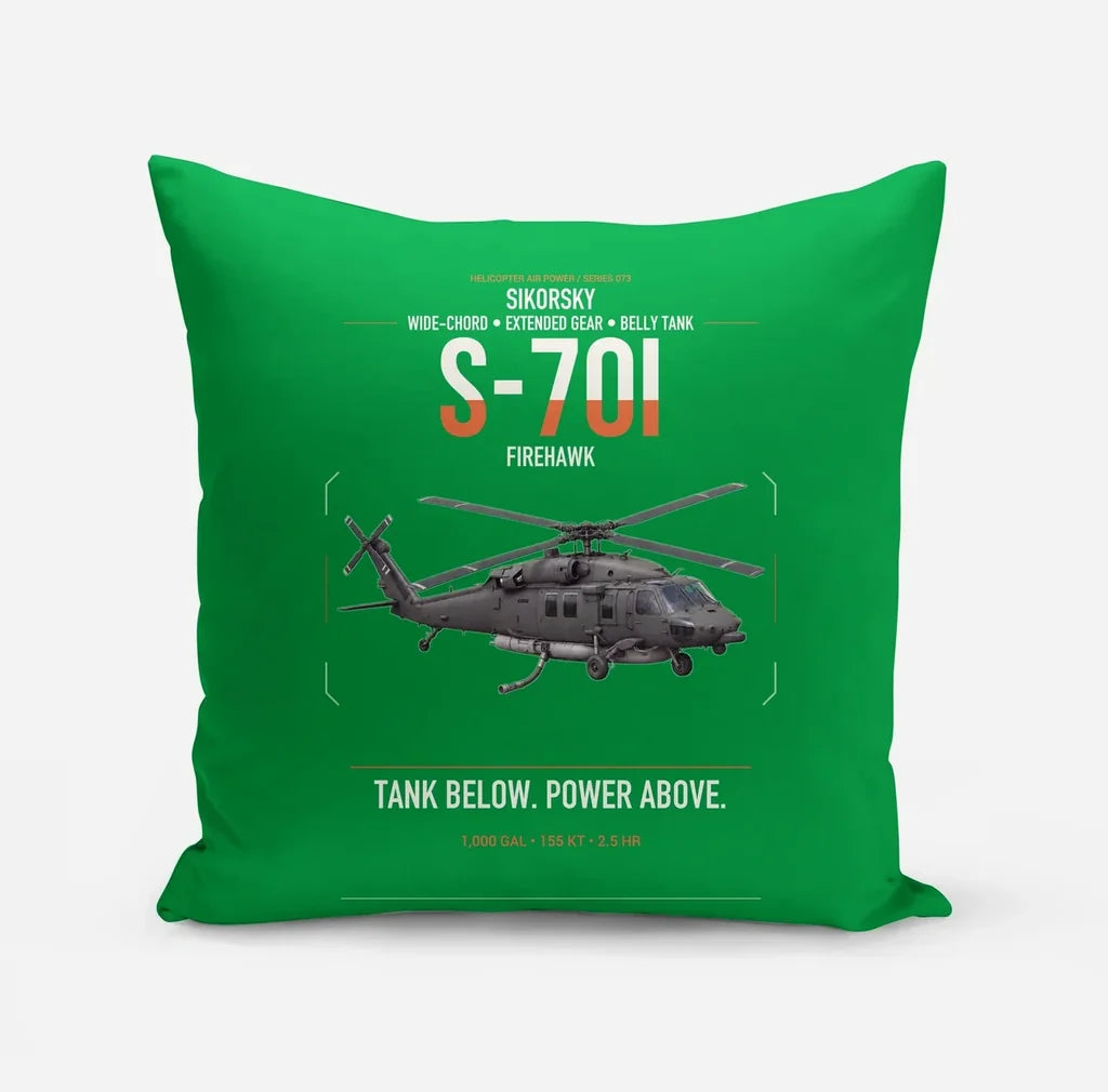 Sikorsky S-70i FIREHAWK design on green pillow