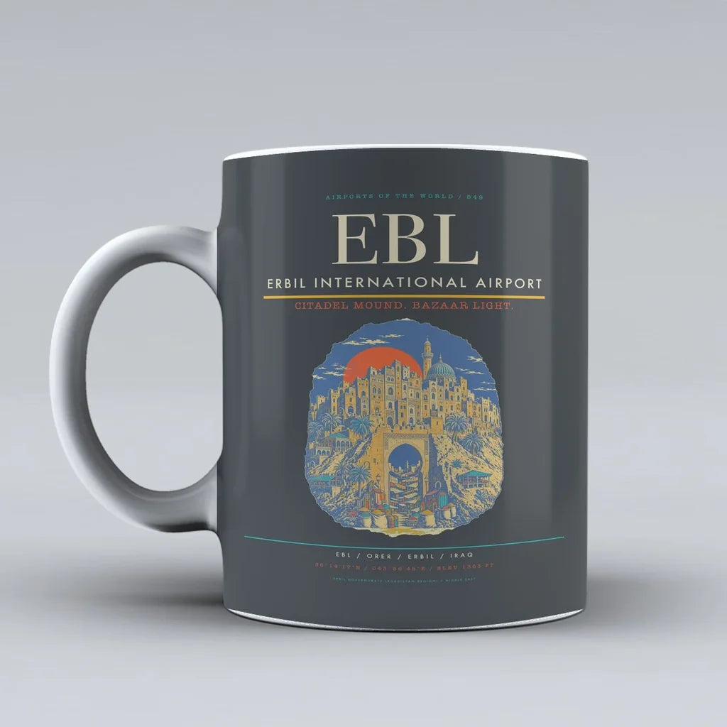 International Airport EBL Mug design on gray erbil