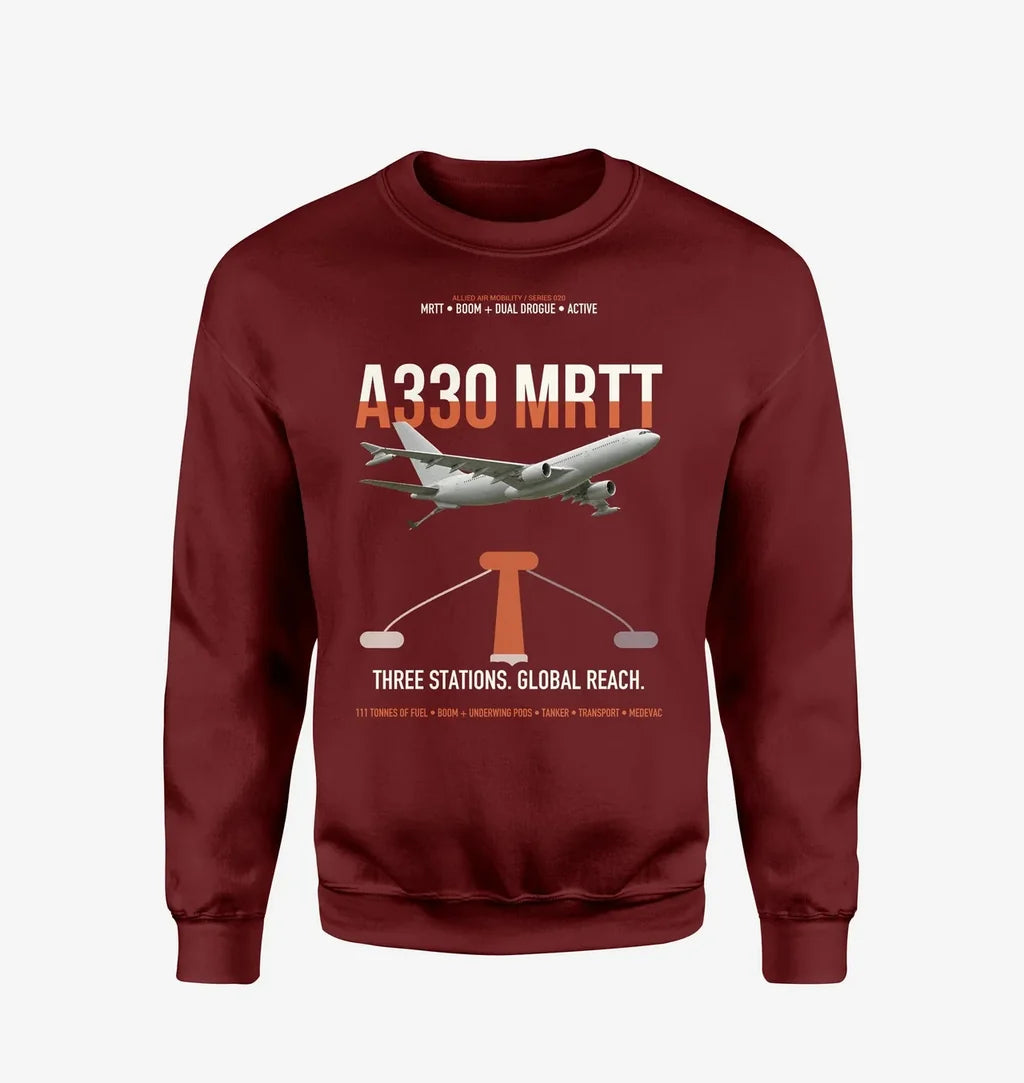 Airbus A330 MRTT design on wine red sweatshirt