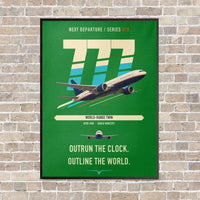 Thumbnail for Boeing 777-200LR vertical canvas print - framed - green background