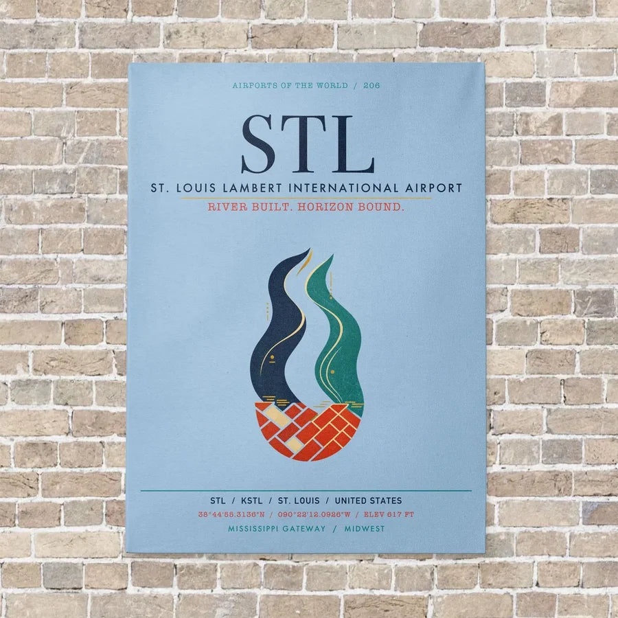 St. Louis Lambert International Airport STL vertical canvas print - no frame - light blue background