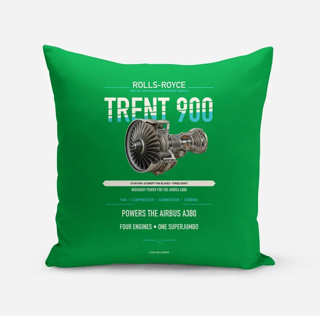 TRENT 900 design on green pillow