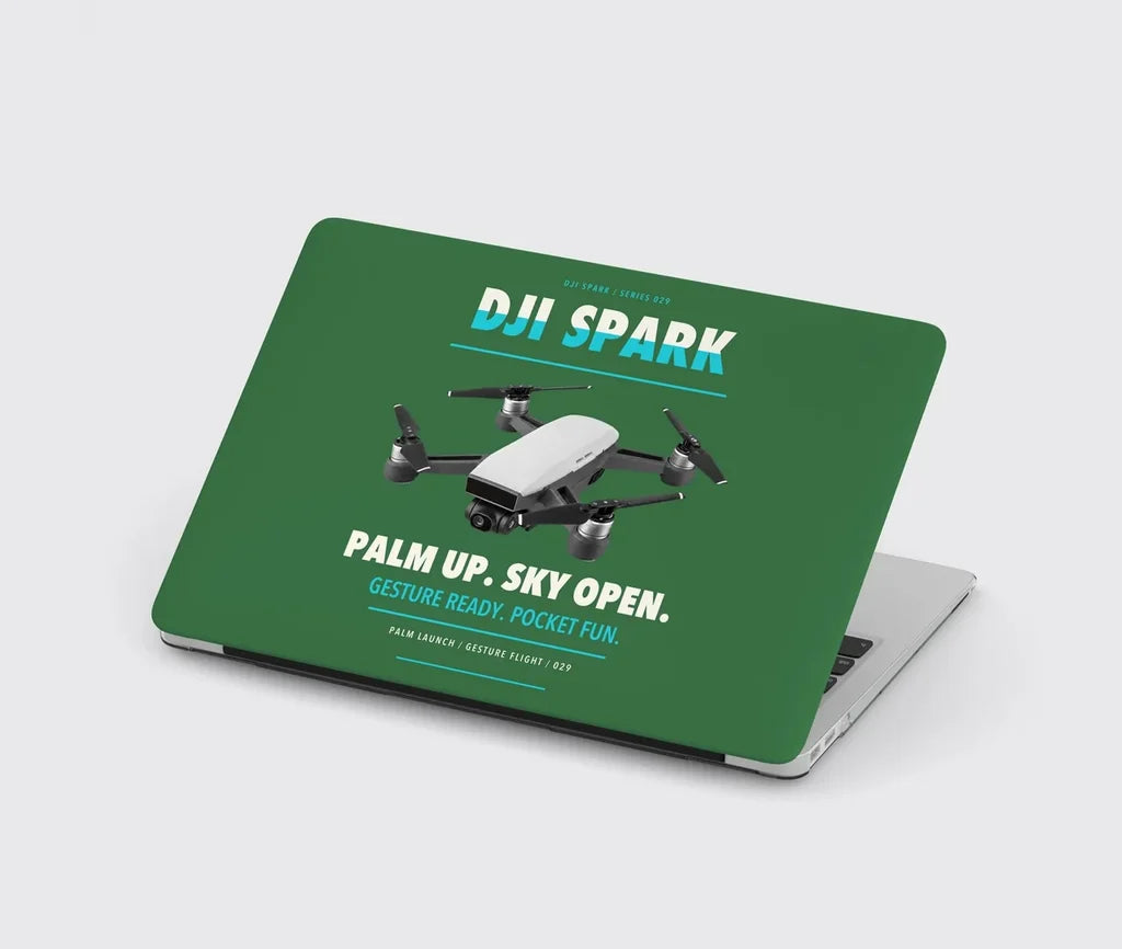 DJI Spark design on green MacBook case