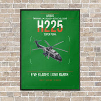 Thumbnail for Airbus H225 vertical canvas print - framed - green background