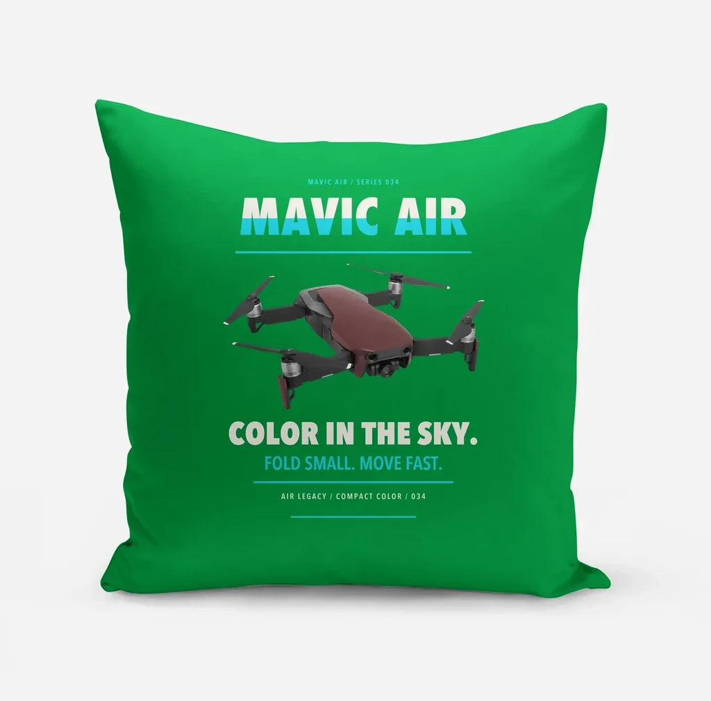 DJI Mavic Air design on green pillow