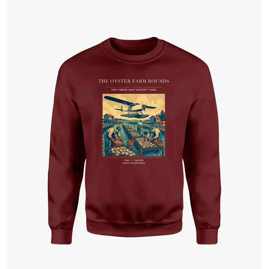 VINTAGE G4446 - The Oyster Farm Rounds - Designed Sweatshirts design on winered
