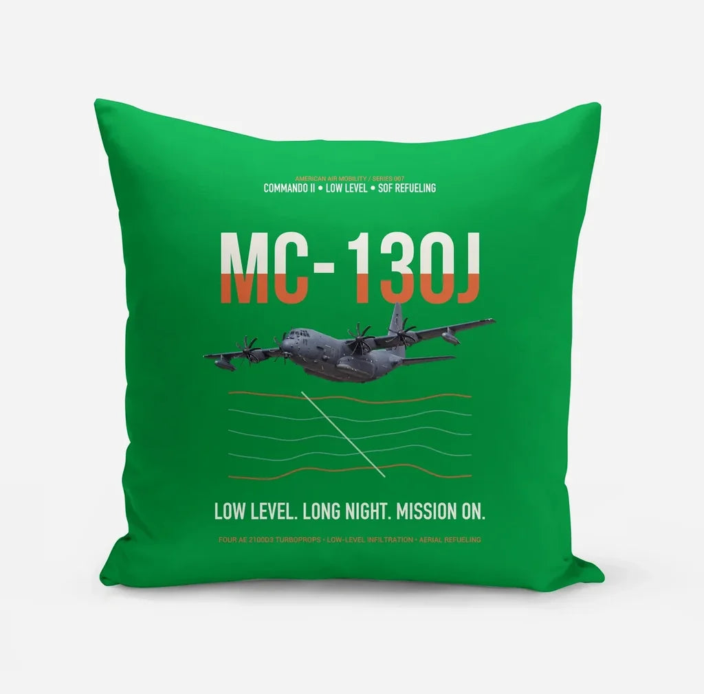 MC-130J COMMANDO II design on green pillow