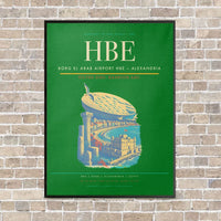 Thumbnail for Borg El Arab Airport HBE — Alexandria vertical canvas print - framed - green background