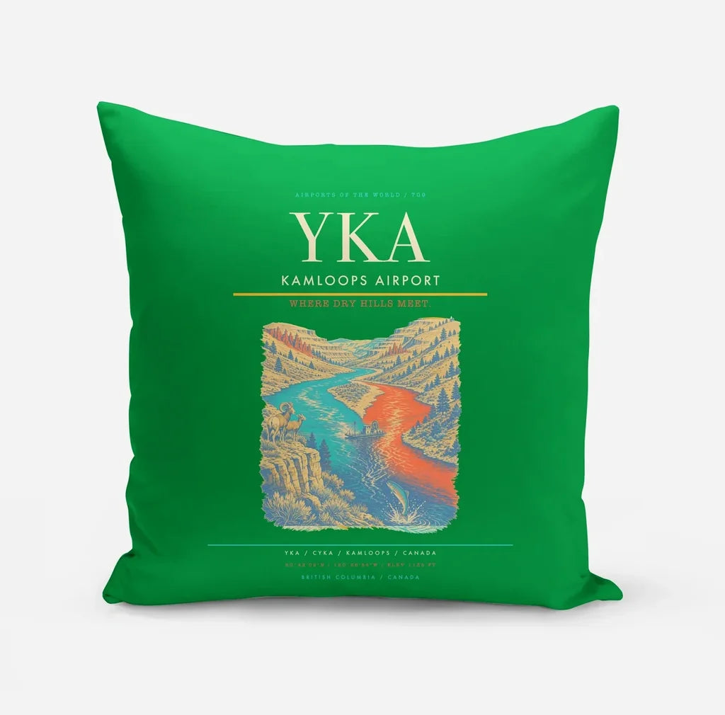 Kamloops Airport (YKA) design on green pillow