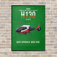 Thumbnail for Airbus H130 vertical canvas print - framed - green background