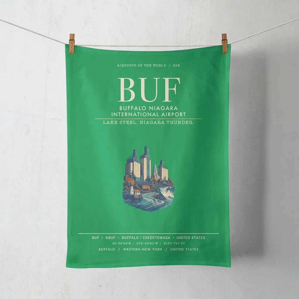 Buffalo Niagara International Airport (BUF) design on green towel
