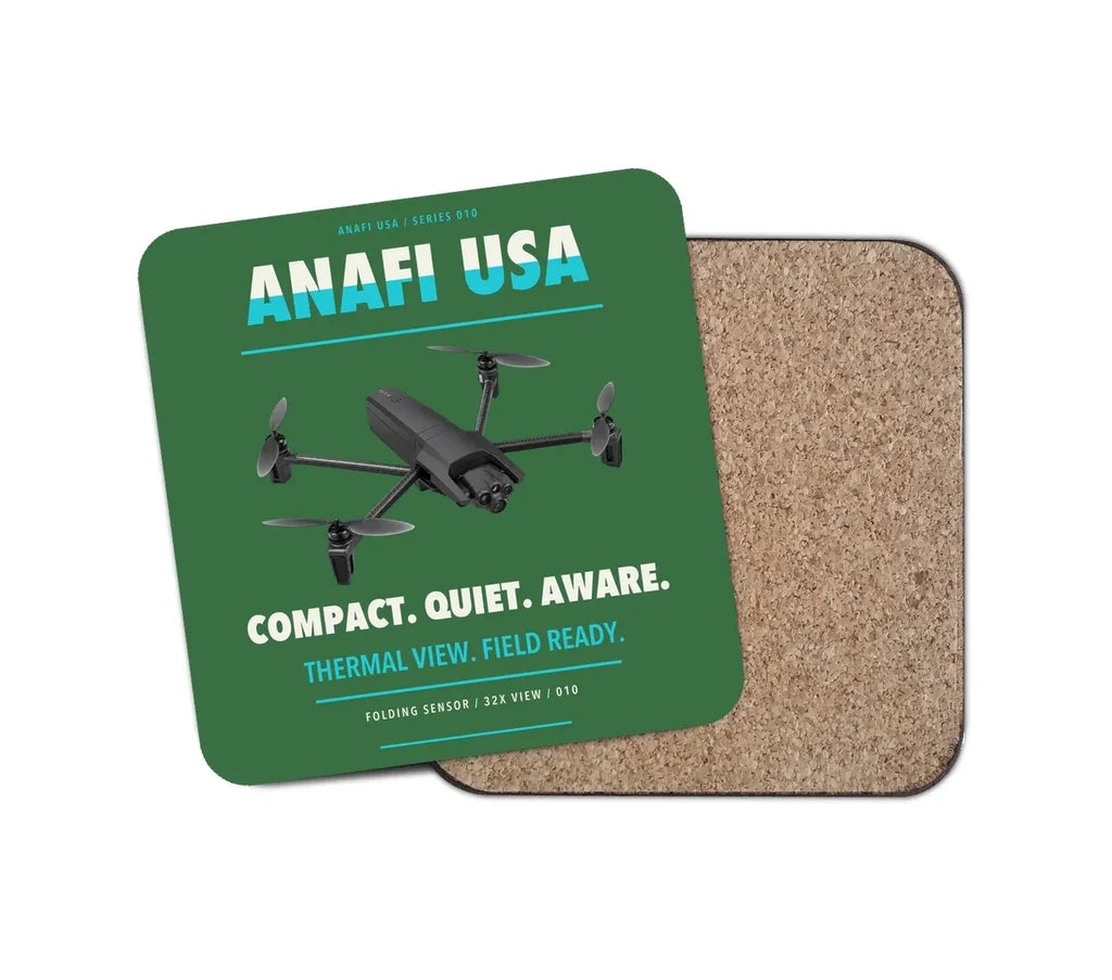 Parrot ANAFI USA design on green 1 piece coaster