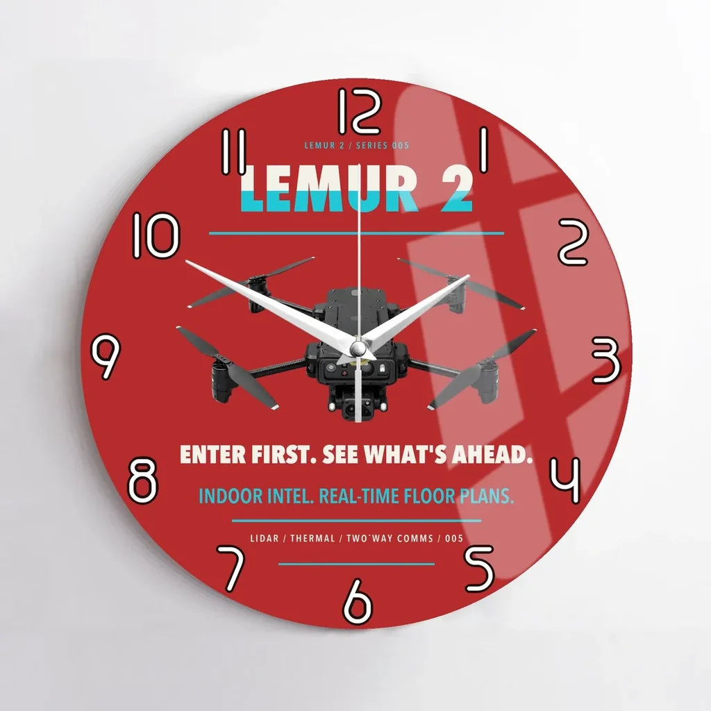 BRINC LEMUR 2 design on red no frame wall clock
