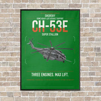 Thumbnail for Sikorsky CH-53E Super Stallion vertical canvas print - framed - green background
