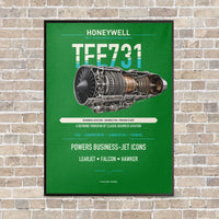 Thumbnail for TFE731 vertical canvas print - framed - green background