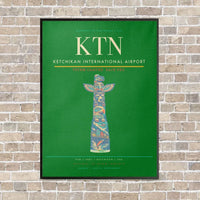Thumbnail for Ketchikan International Airport KTN vertical canvas print - framed - green background