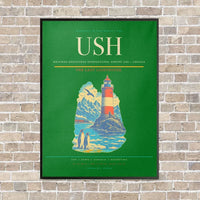 Thumbnail for Malvinas Argentinas International Airport USH — Ushuaia vertical canvas print - framed - green background
