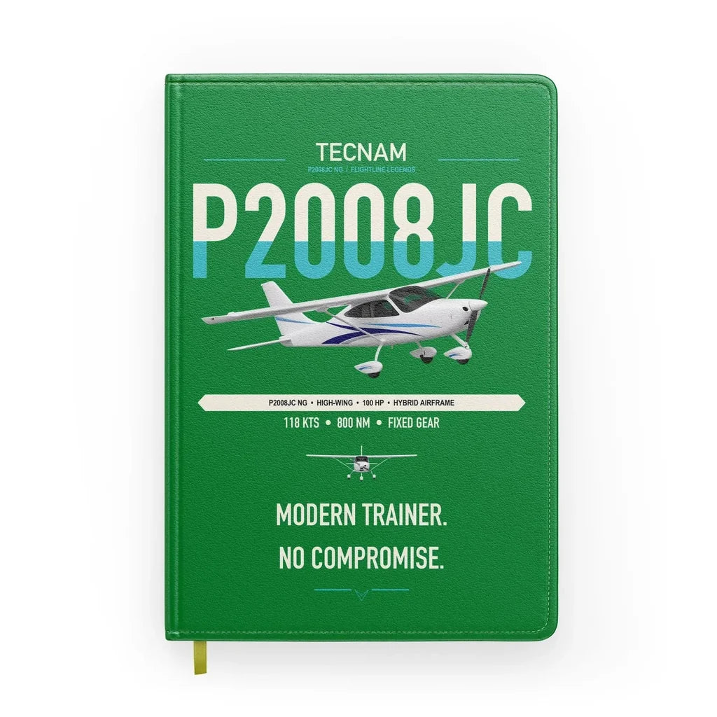 Tecnam P2008JC NG design on green notebook