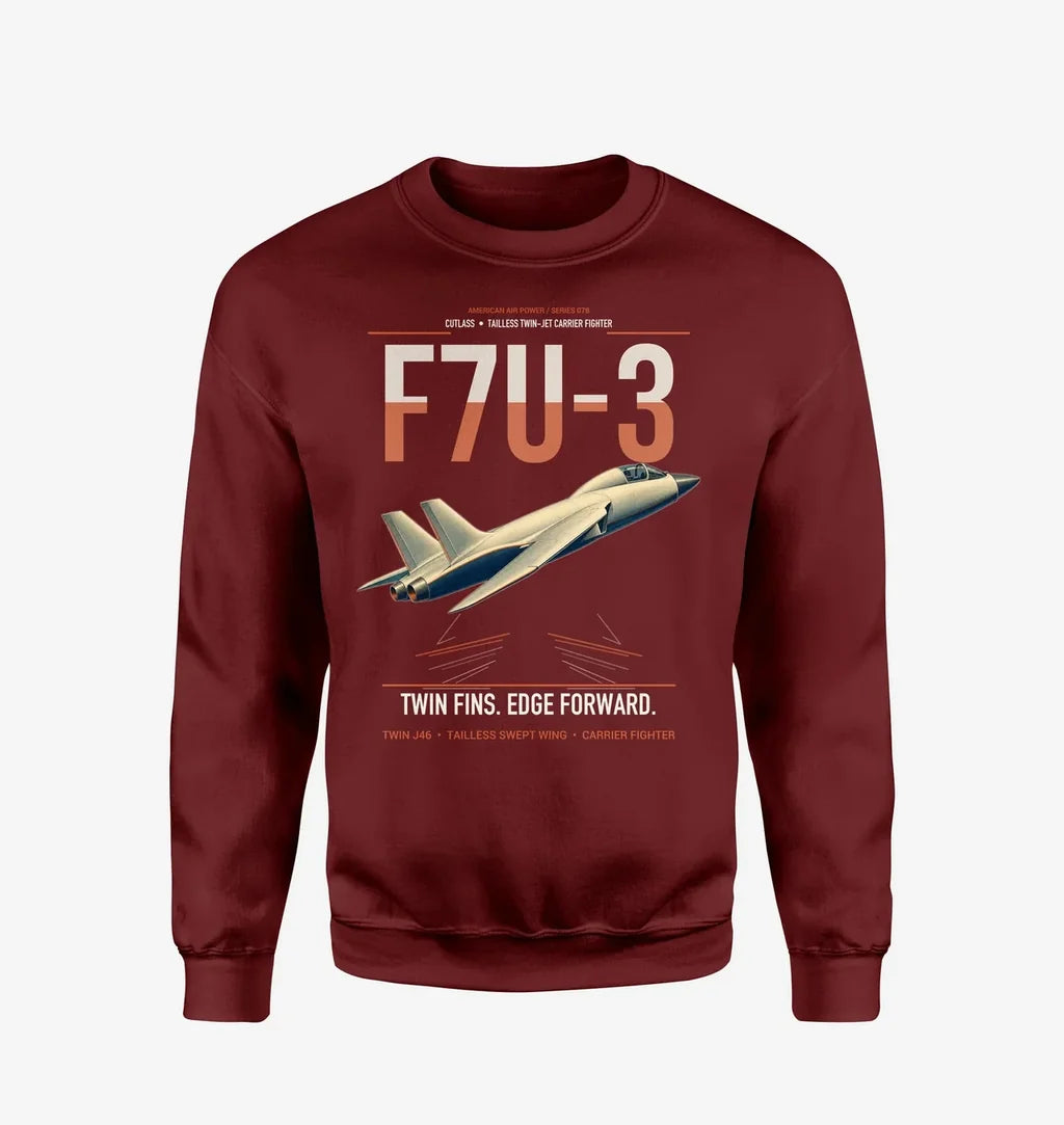 F7U-3 Cutlass design on wine red sweatshirt
