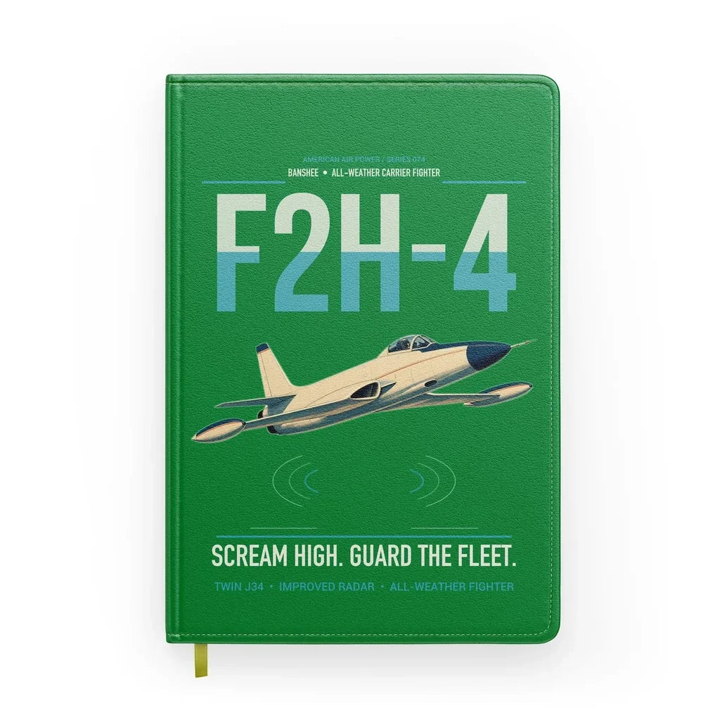 F2H-4 Banshee design on green notebook