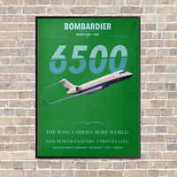 Thumbnail for Bombardier Global 6500 vertical canvas print - framed - green background