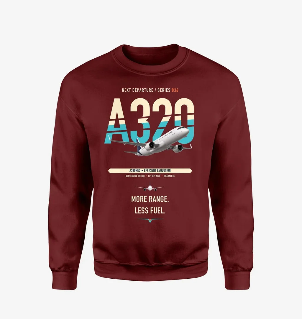 Airbus A320neo design on wine red sweatshirt