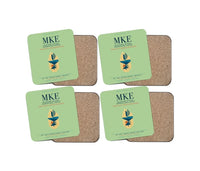 Thumbnail for Milwaukee Mitchell International Airport (MKE) design on light green 4 pieces set coaster