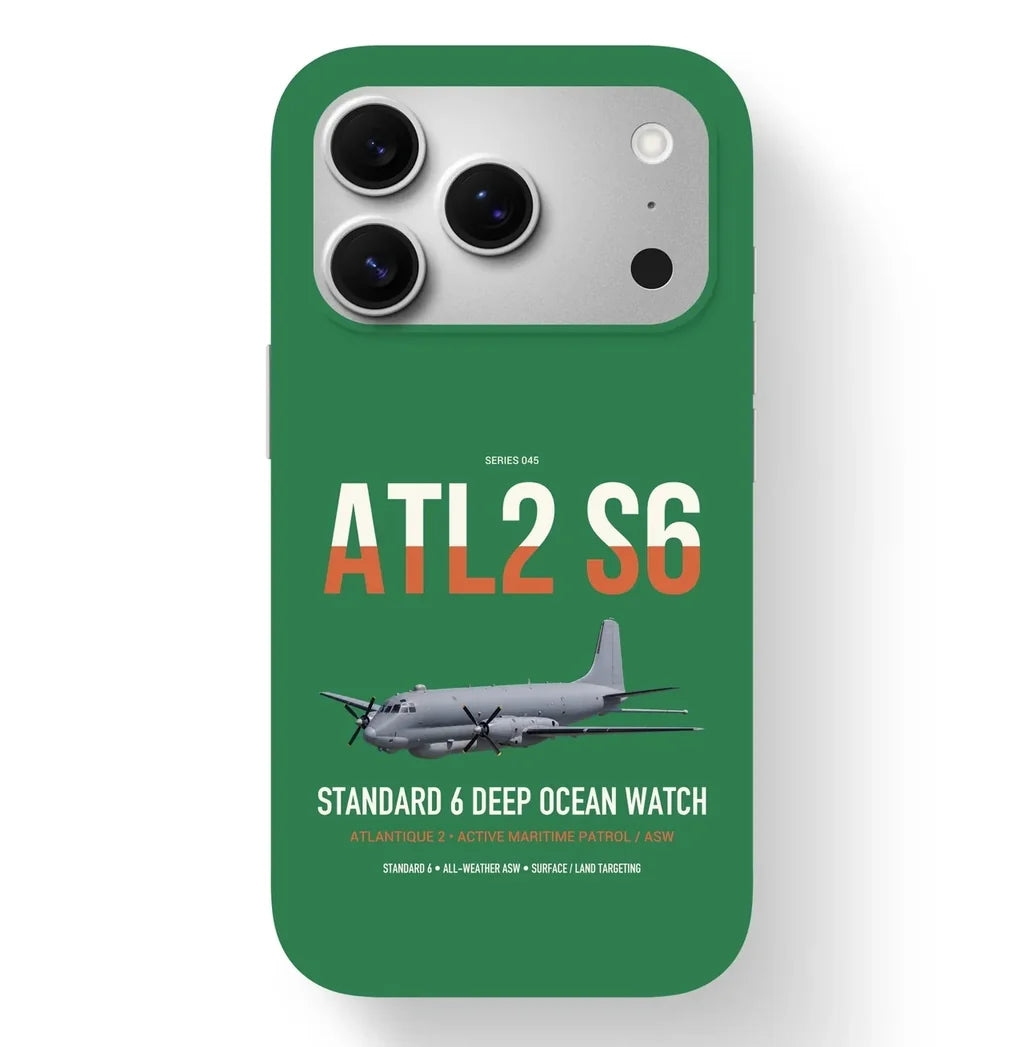 Atlantique 2 Standard 6 design on green magsafe iphone case, for iPhone 17 Pro