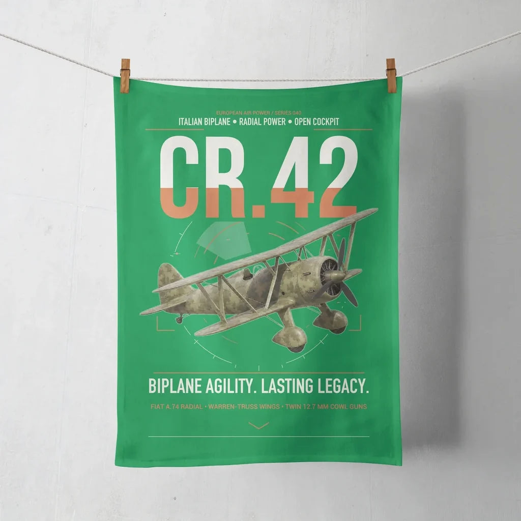 Fiat CR.42 Falco design on green towel