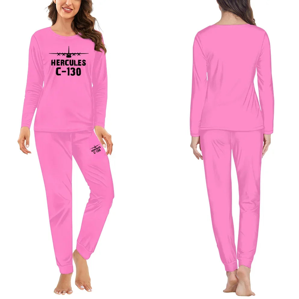 Military Transport Airplane C 130 women pajamas - Pink