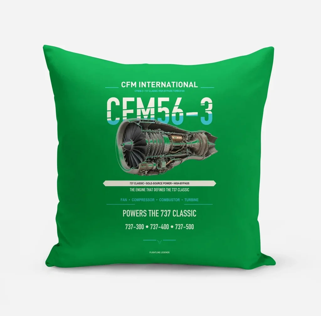 CFM56-3 design on green pillow