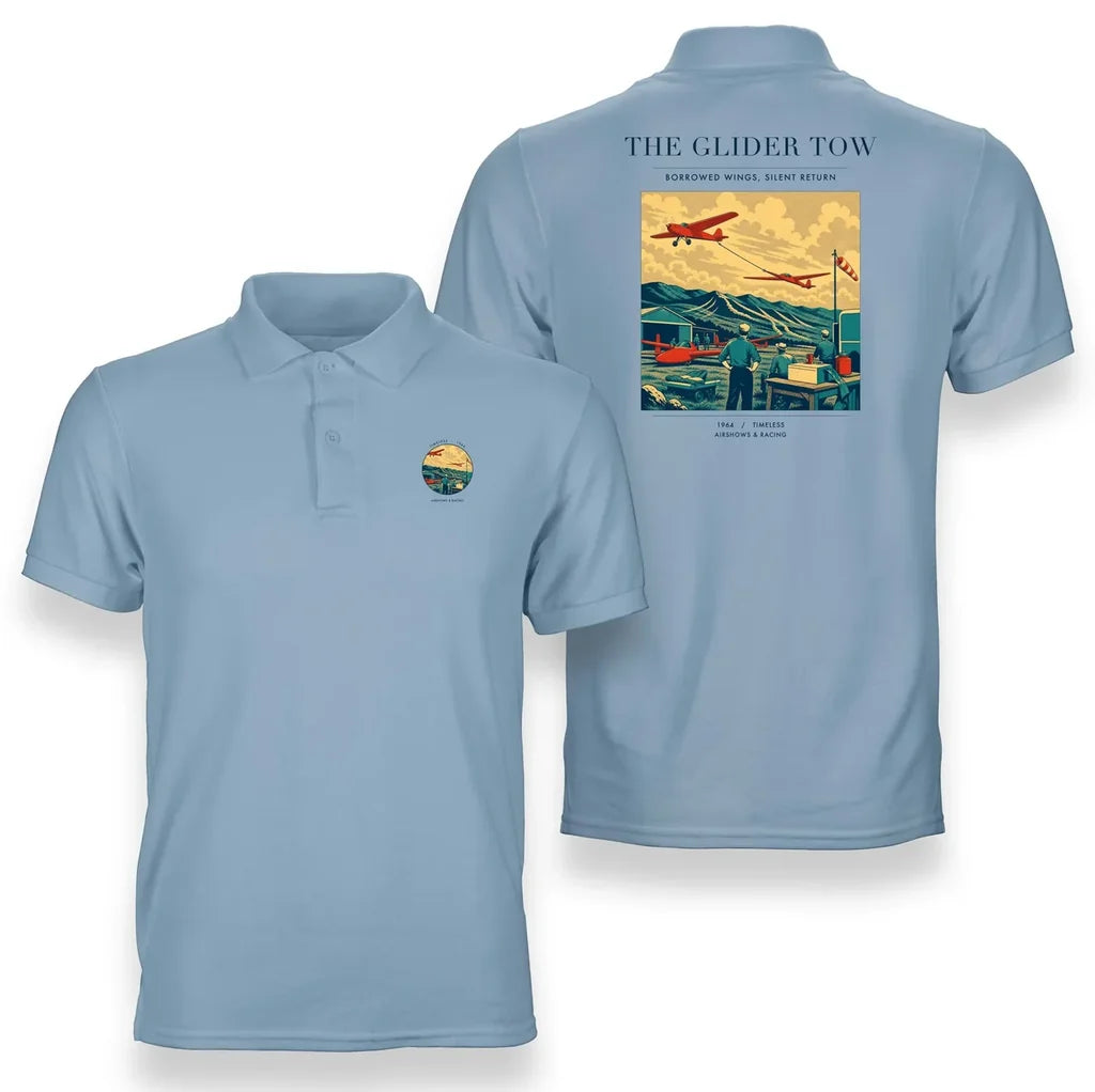VINTAGE G4249 - The Glider Tow - Double-Side Polo T-Shirt design on lightblue