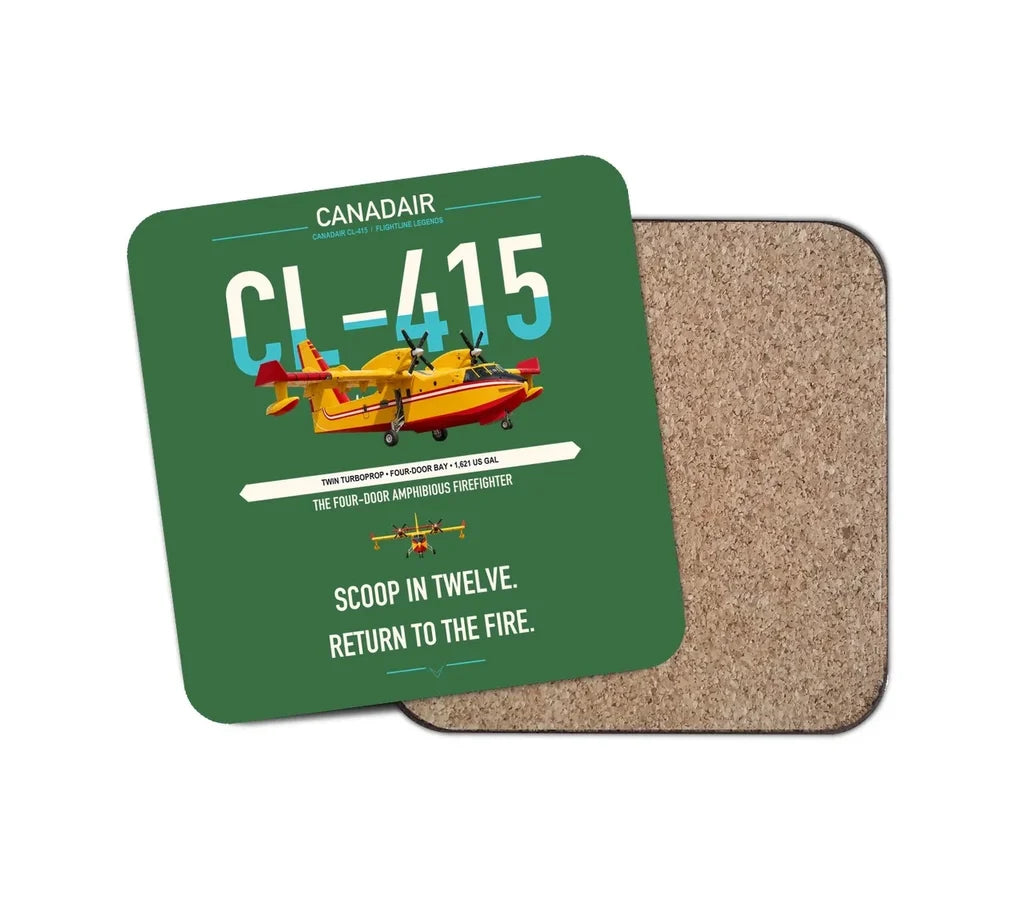 Canadair CL-415 design on green 1 piece coaster