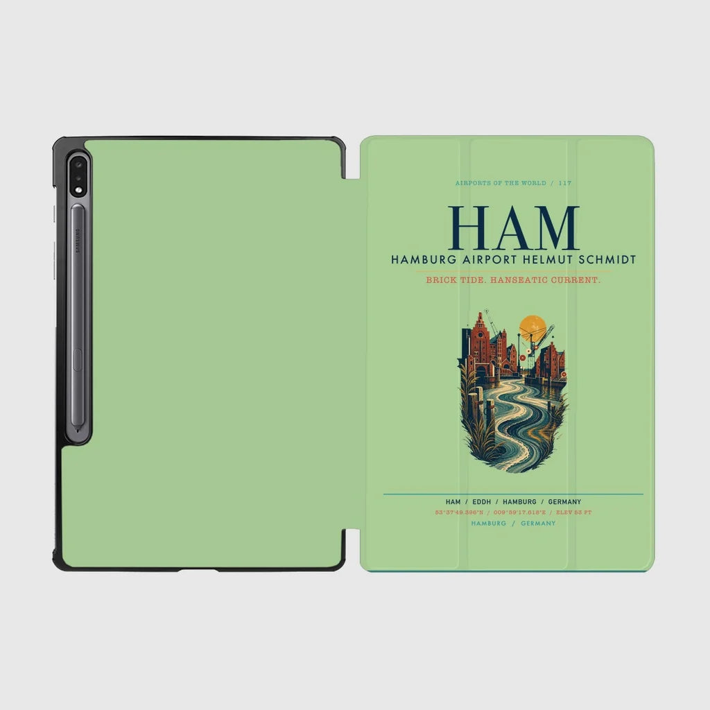 Hamburg Airport Helmut Schmidt (HAM) design on light green samsung tablet tablet case