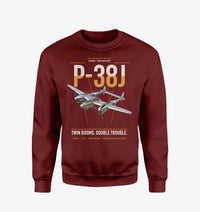 Thumbnail for P-38J Lightning design on wine red sweatshirt