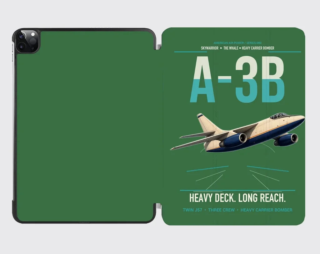 A-3B Skywarrior design on green ipad tablet case