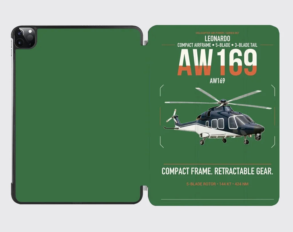 Leonardo AW169 design on green ipad tablet case