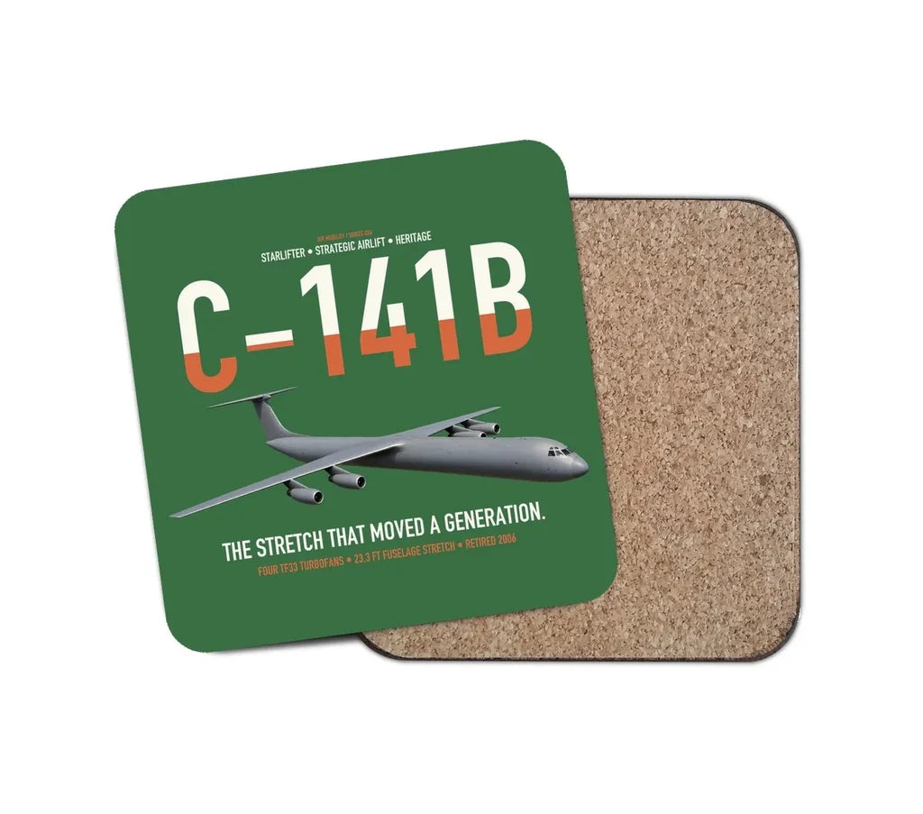 C-141B Starlifter design on green 1 piece coaster