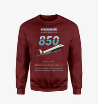 Thumbnail for Bombardier Challenger 850 design on wine red sweatshirt