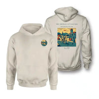 Thumbnail for VINTAGE G4456 - The Airfield Cat's Rounds - Double-Side Hoodie design on khaki double side